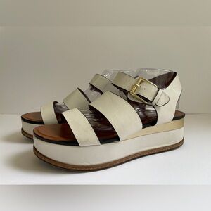 Naturalizer Women’s Billie Platform Sandal 11M Straps Cream Gold Buckle Summer